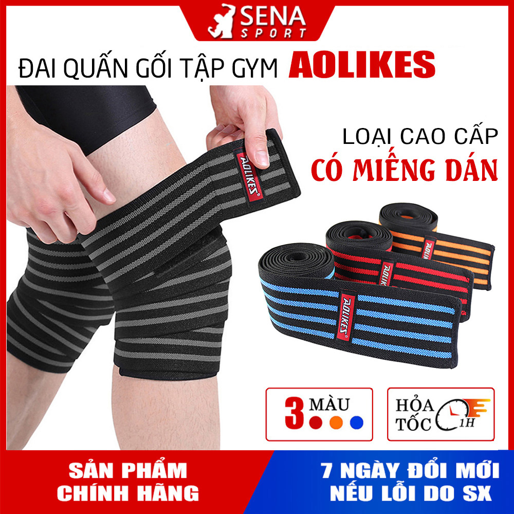 Băng quấn gối tập Gym Aolikes hỗ trợ bảo vệ đầu gối, đàn hồi cực tốt