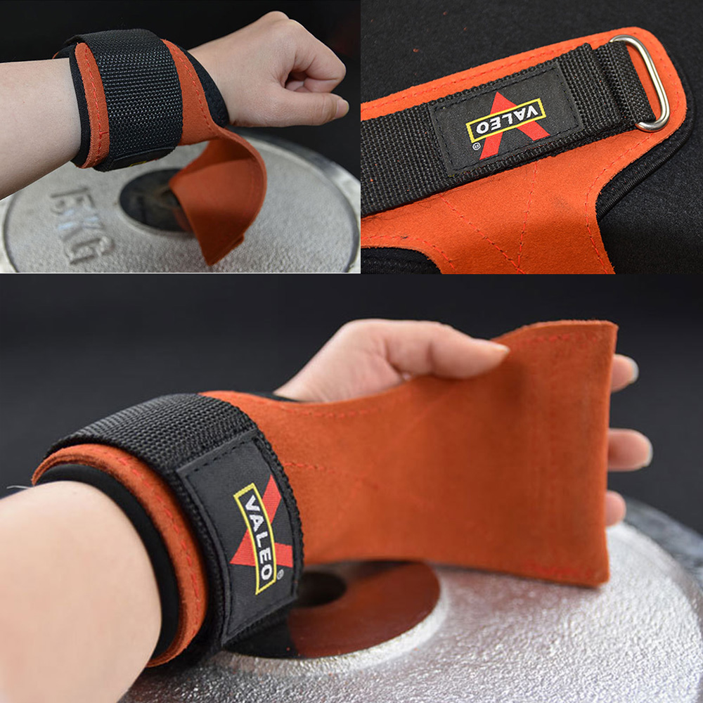 GĂNG TAY TẬP GYM DA BÒ - DÂY KÉO LƯNG - VALEO Lifting Grips Chất liệu Da Bò (1 Đôi)