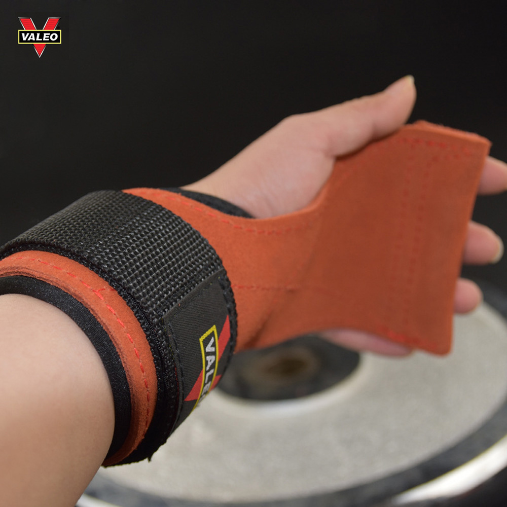 GĂNG TAY TẬP GYM DA BÒ - DÂY KÉO LƯNG - VALEO Lifting Grips Chất liệu Da Bò (1 Đôi)