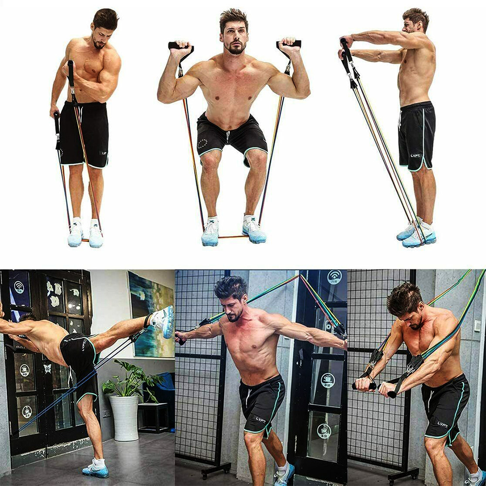 Bộ 5 Dây Ngũ Sắc Kháng Lực Tập Gym - Bản CAO CẤP MÓC DÙ chắc chắn, Có đánh số 