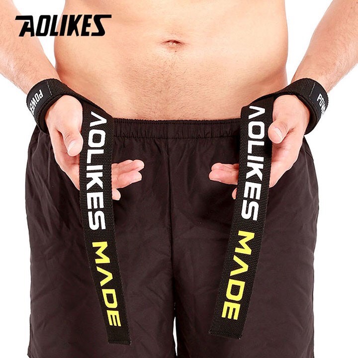 Dây kéo Lưng tập Gym - AOLIKES Lifting Straps hỗ trợ các bài tập deadlift, lên xà, kéo tạ (1 Đôi)