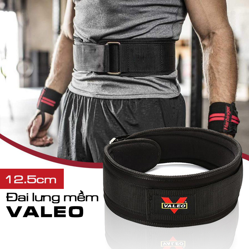 Đai Lưng Mềm Valeo - Bản V2 rộng 12.5cm - Hỗ trợ tập Gym, Gánh tạ, Deadlift