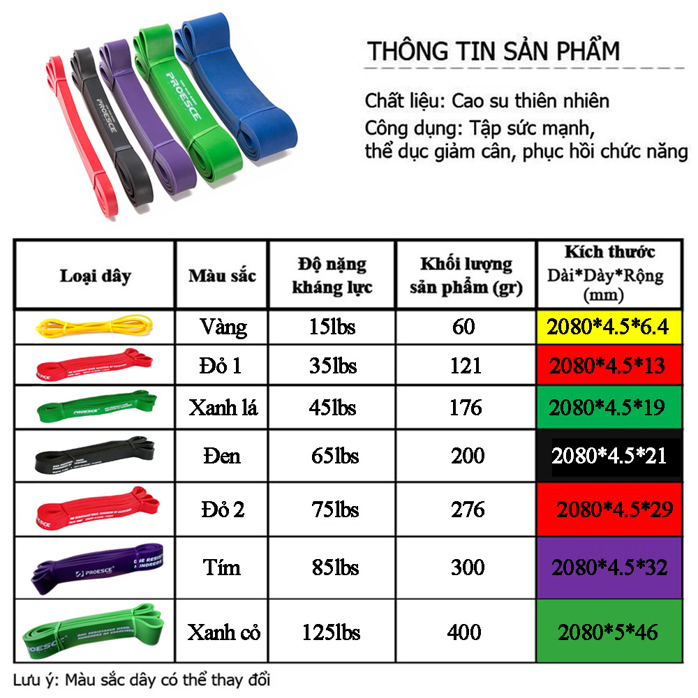 DÂY KHÁNG LỰC TẬP GYM POWERBAND CHÍNH HÃNG PROESCE - HỖ TRỢ TẬP GYM TOÀN THÂN