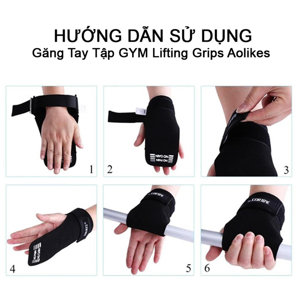 Găng tay Kéo lưng Aolikes- Lifting Grips hỗ trợ các bài kéo lưng, lên xà, nâng tạ