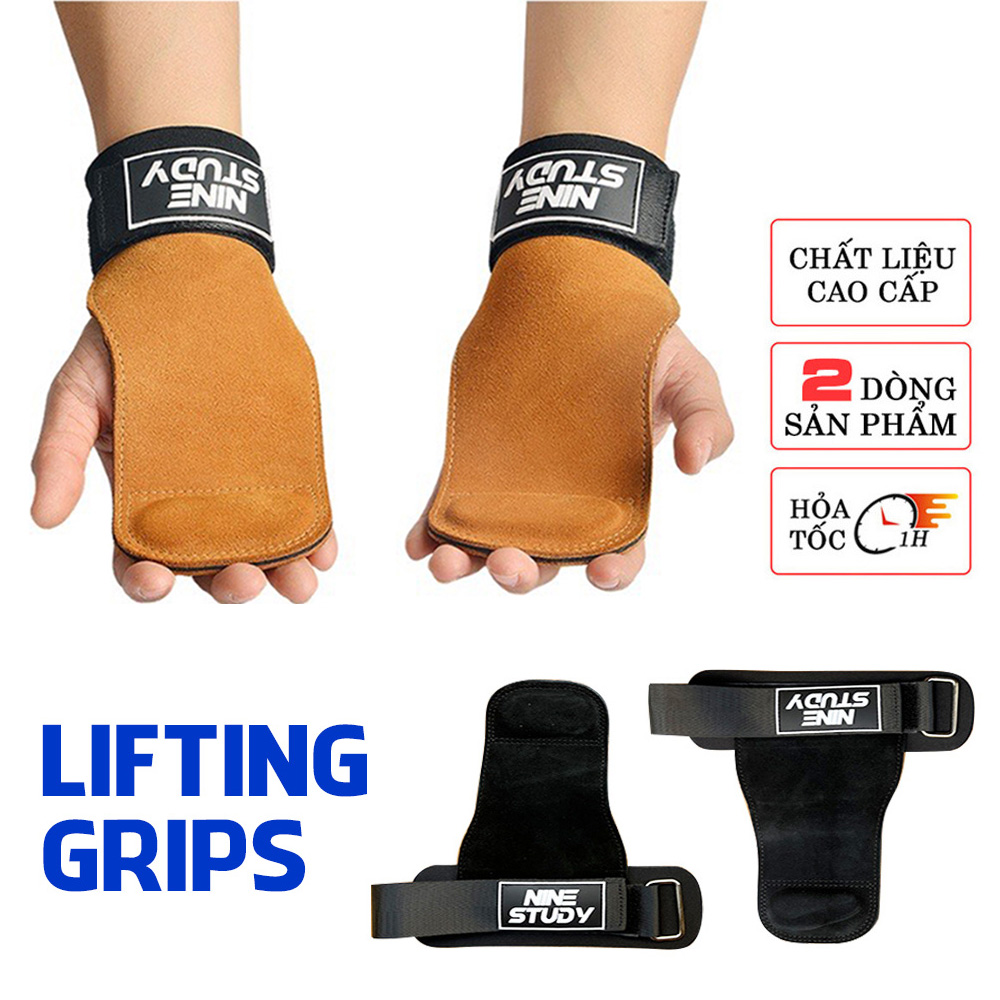 Găng Tay Tập Gym NINE STUDY - Dây kéo lưng Lifting Straps đa năng hỗ trợ tập Gym, Deadlift, lên xà, nâng tạ